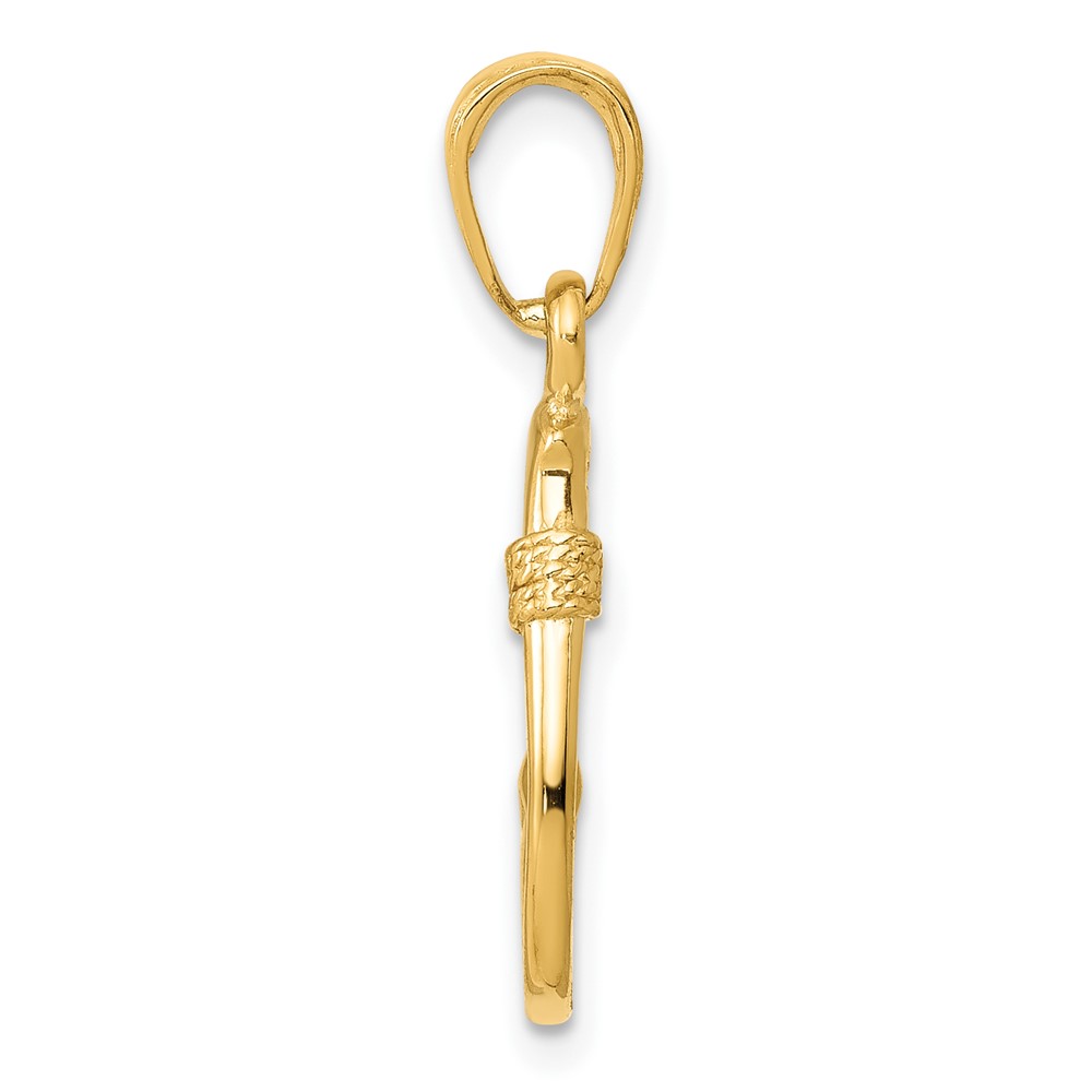 10K 3D Fish Hook Pendant (10K3043)