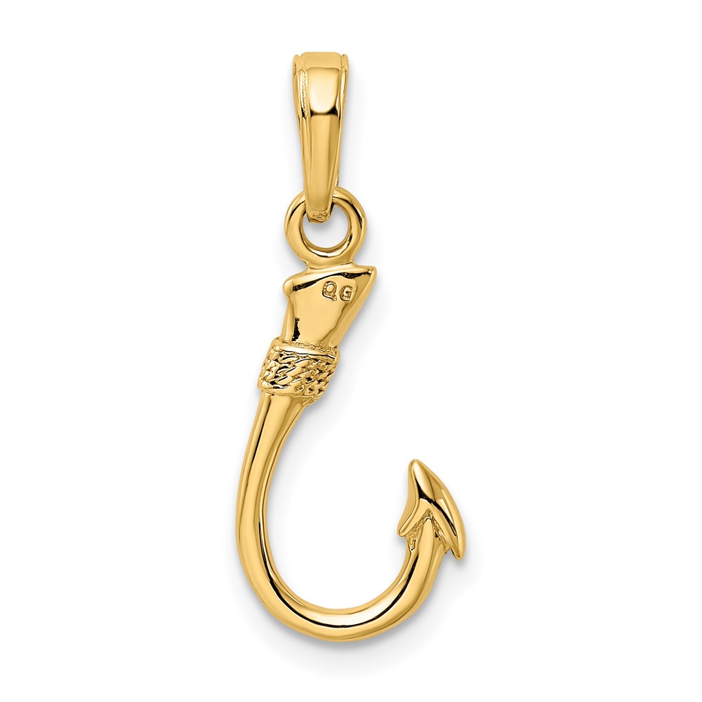 10K 3D Fish Hook Pendant (10K3043)
