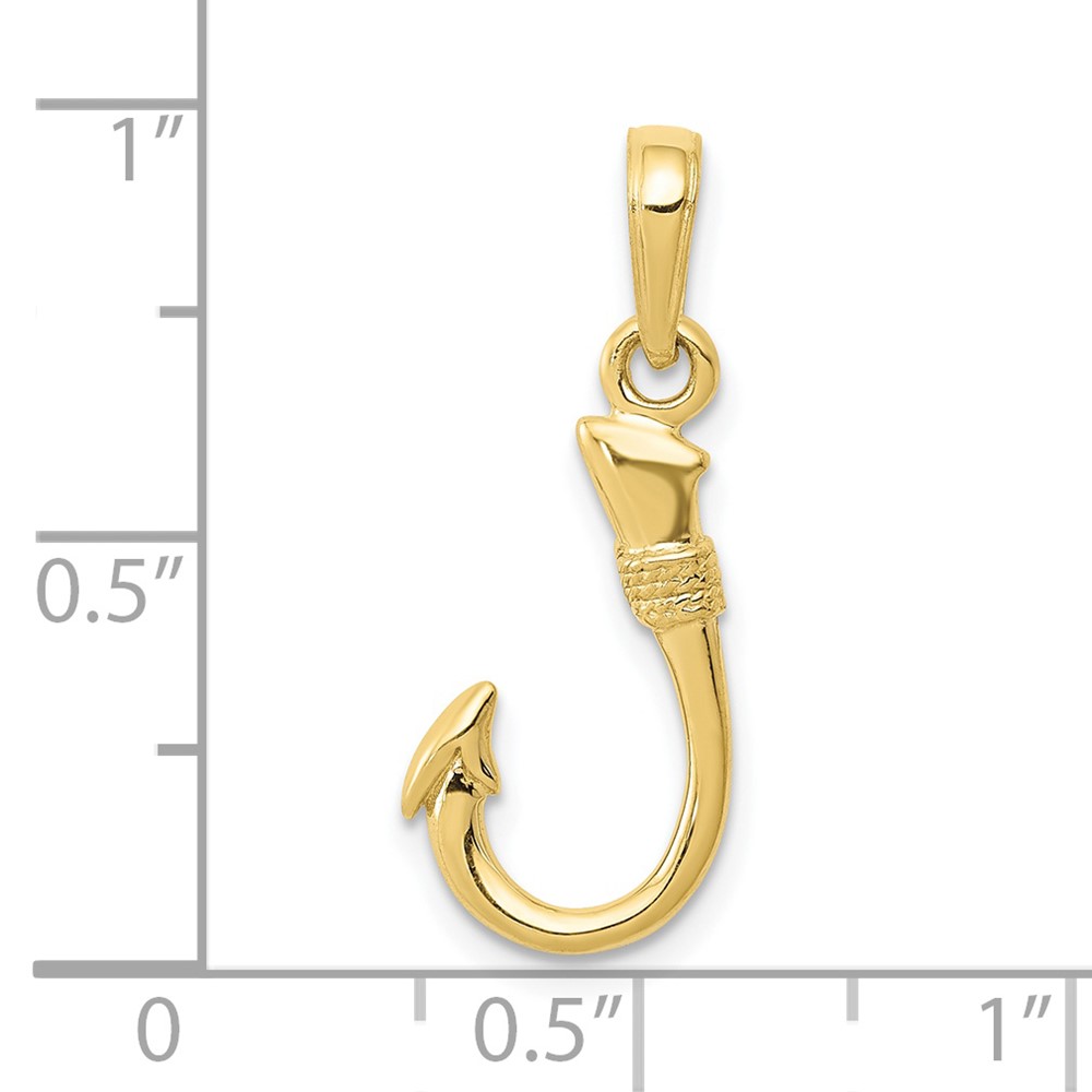 10K 3D Fish Hook Pendant (10K3043)