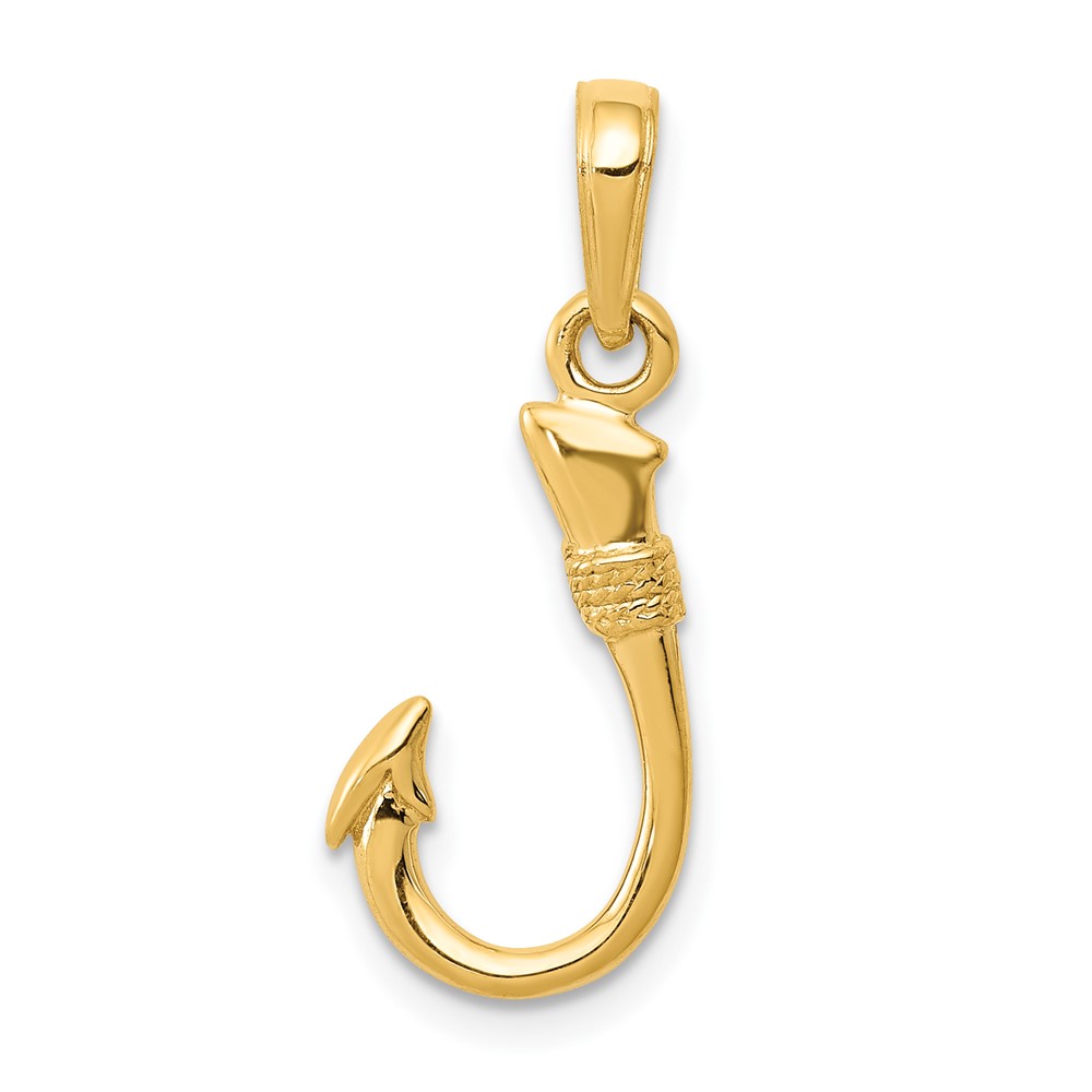 10K 3D Fish Hook Pendant (10K3043)