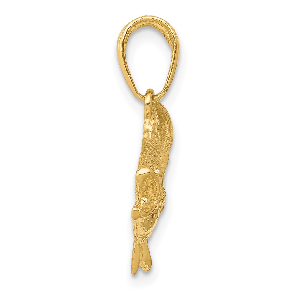 10k Open Mouthed Bass Fish Pendant (10K3044)