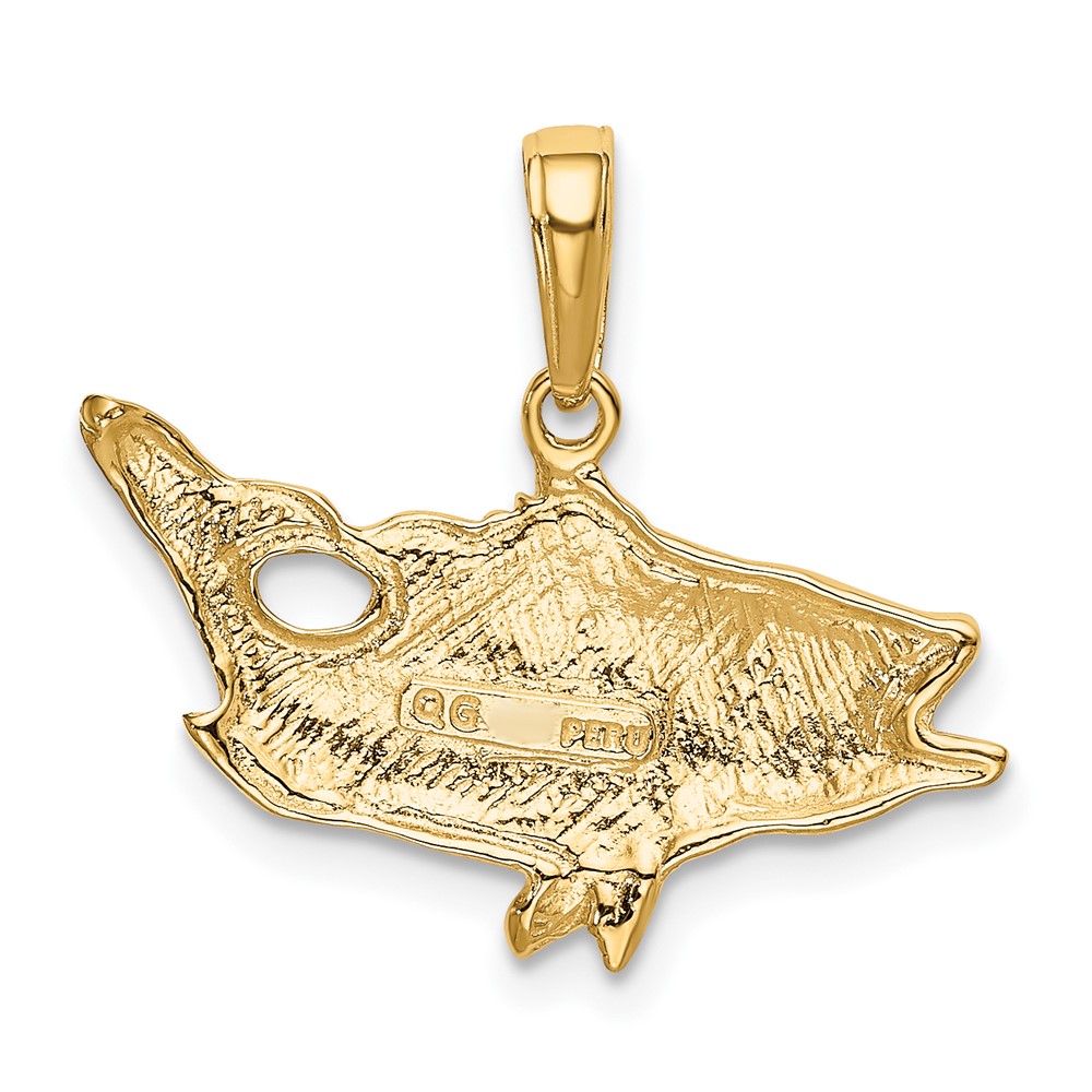 10k Open Mouthed Bass Fish Pendant (10K3044)