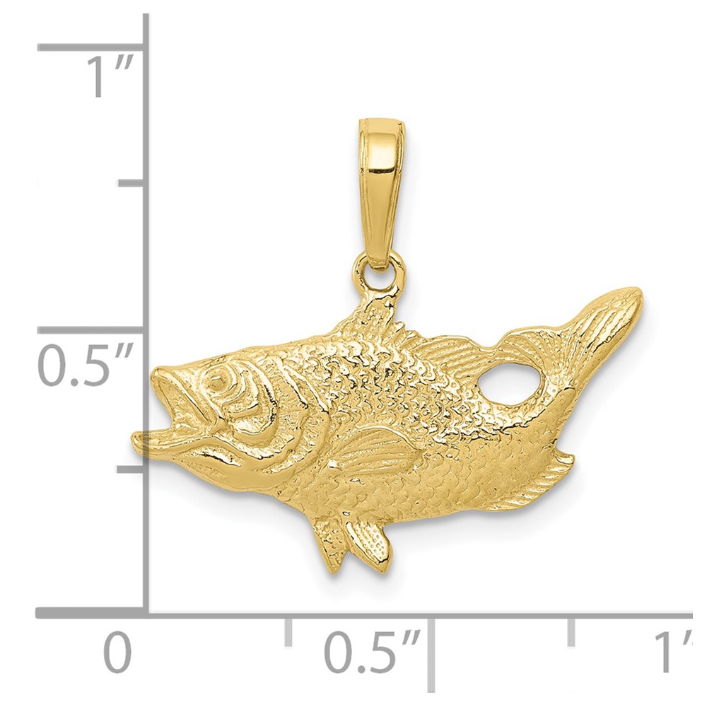 10k Open Mouthed Bass Fish Pendant (10K3044)