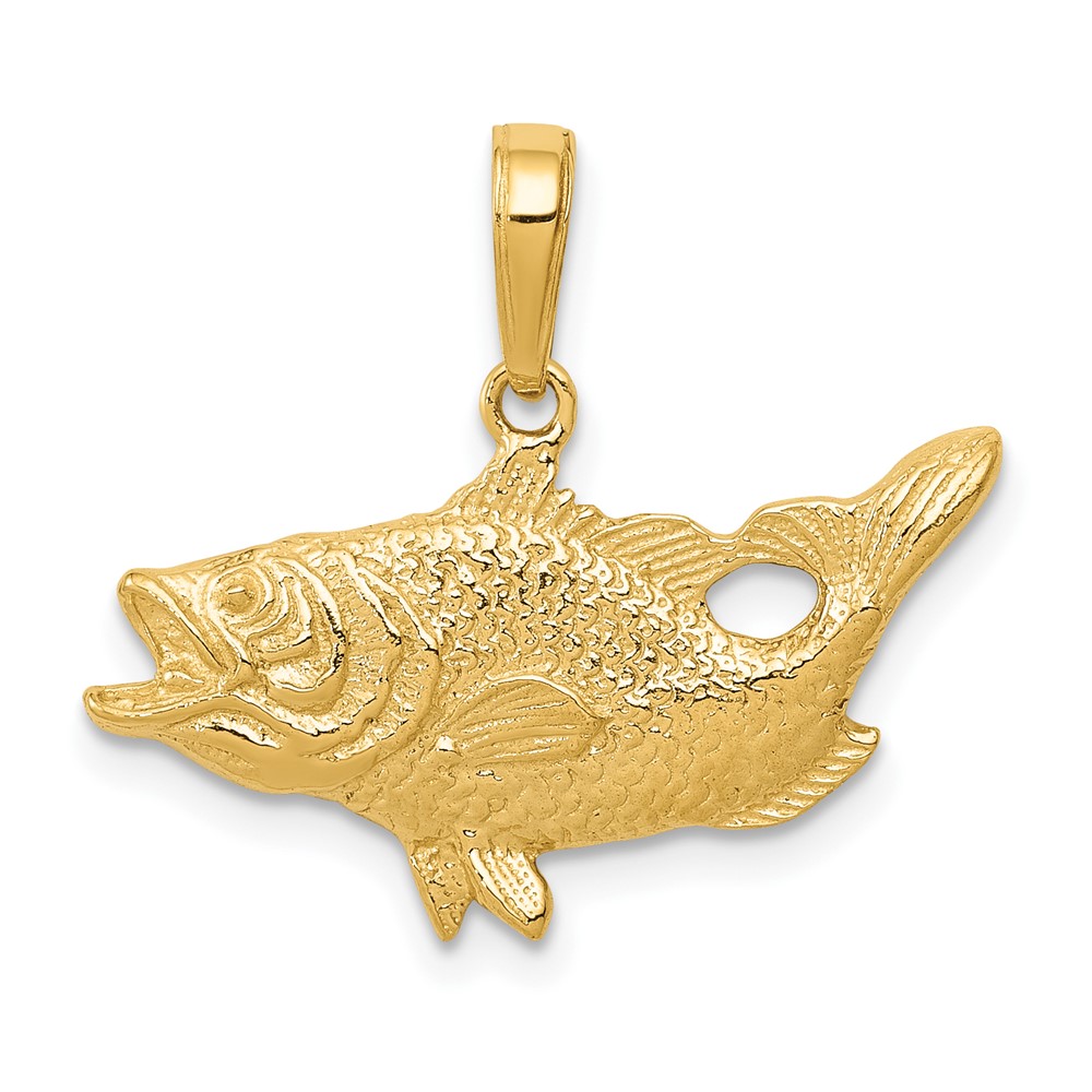 10k Open Mouthed Bass Fish Pendant (10K3044)