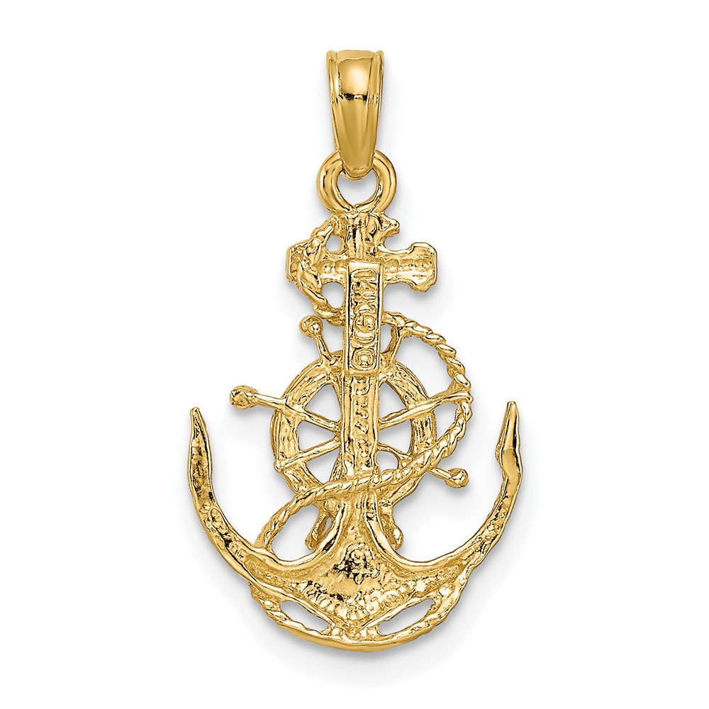 10k Small Anchor w/Wheel Pendant (10K3078)