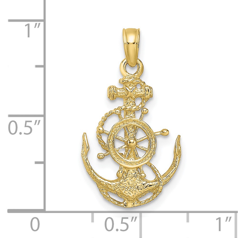 10k Small Anchor w/Wheel Pendant (10K3078)