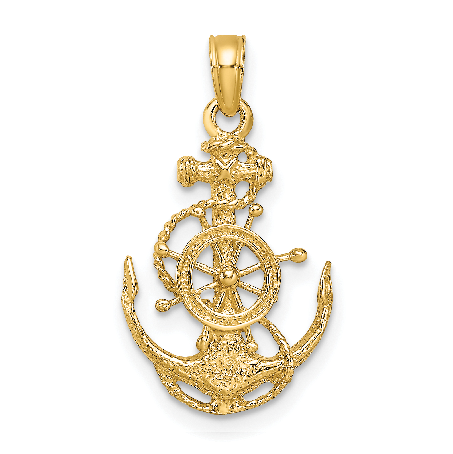 10k Small Anchor w/Wheel Pendant (10K3078)