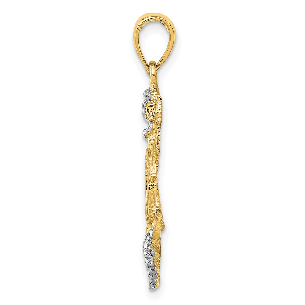 10k w/Rhodium Anchor w/Rope Pendant (10K3079)