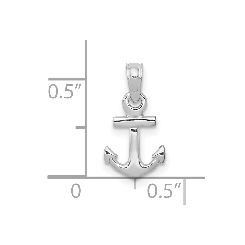 10k White Gold Mini Anchor Pendant (10K3087W)