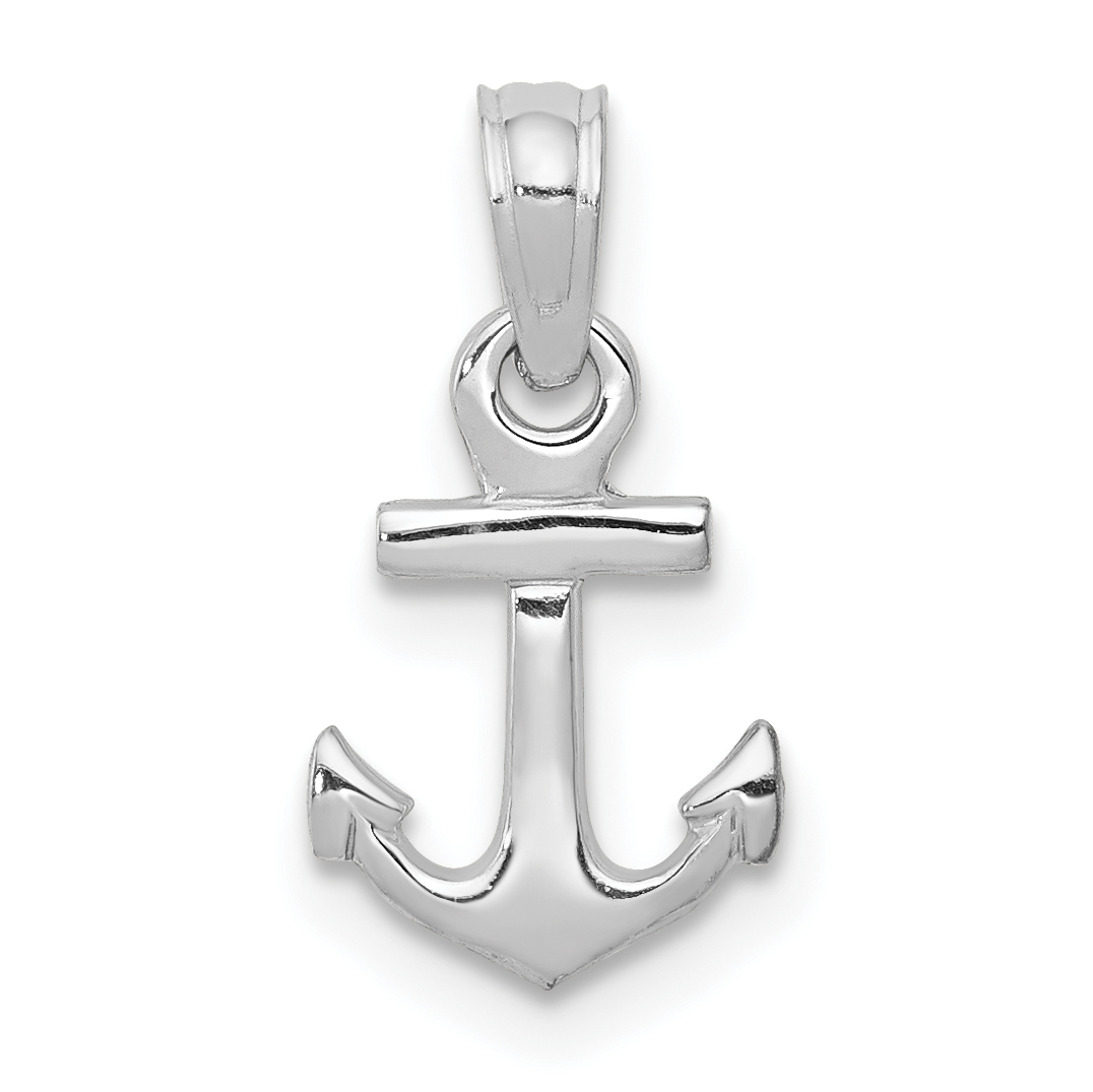 10k White Gold Mini Anchor Pendant (10K3087W)