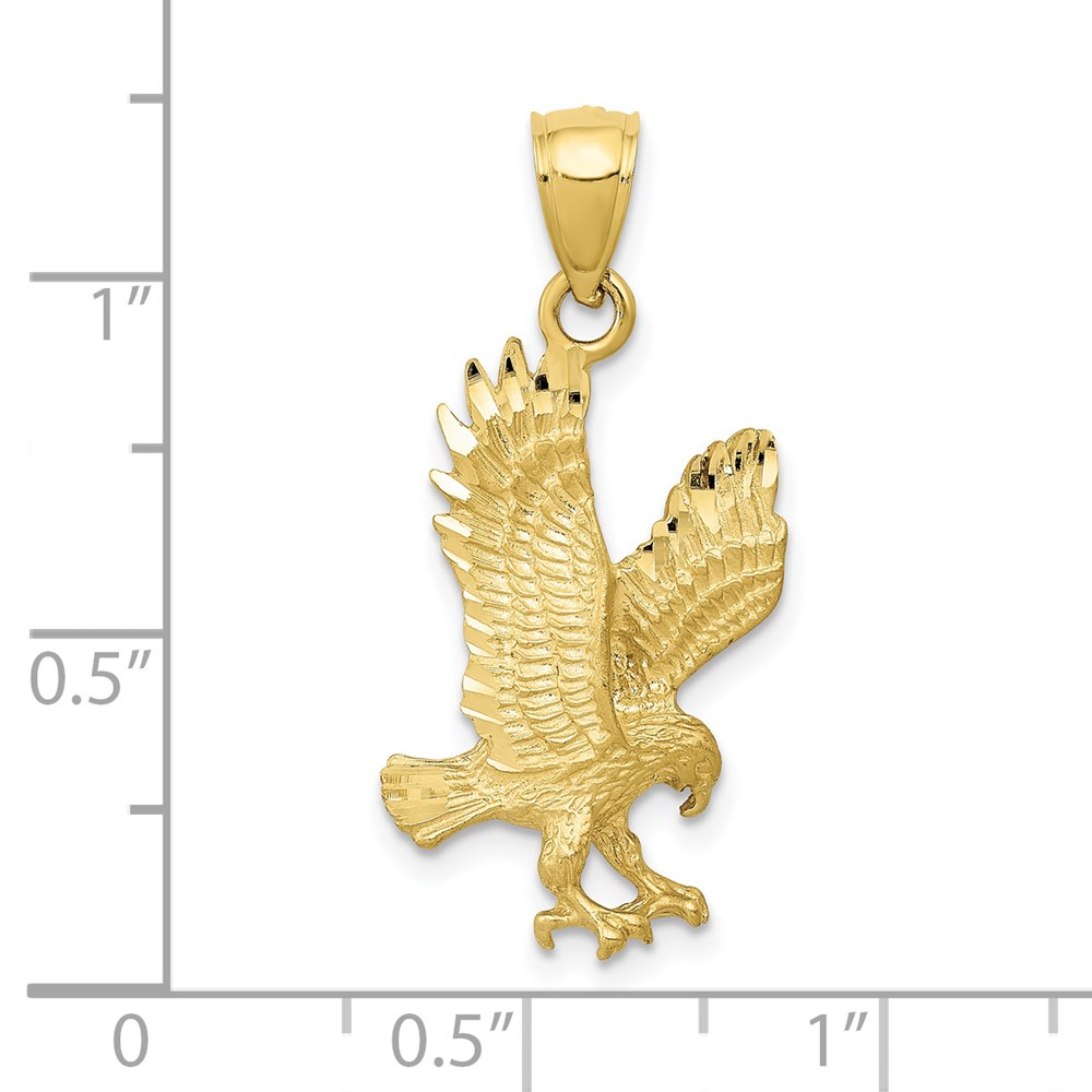 10K Satin Diamond-cut Eagle Pendant (10K3273)