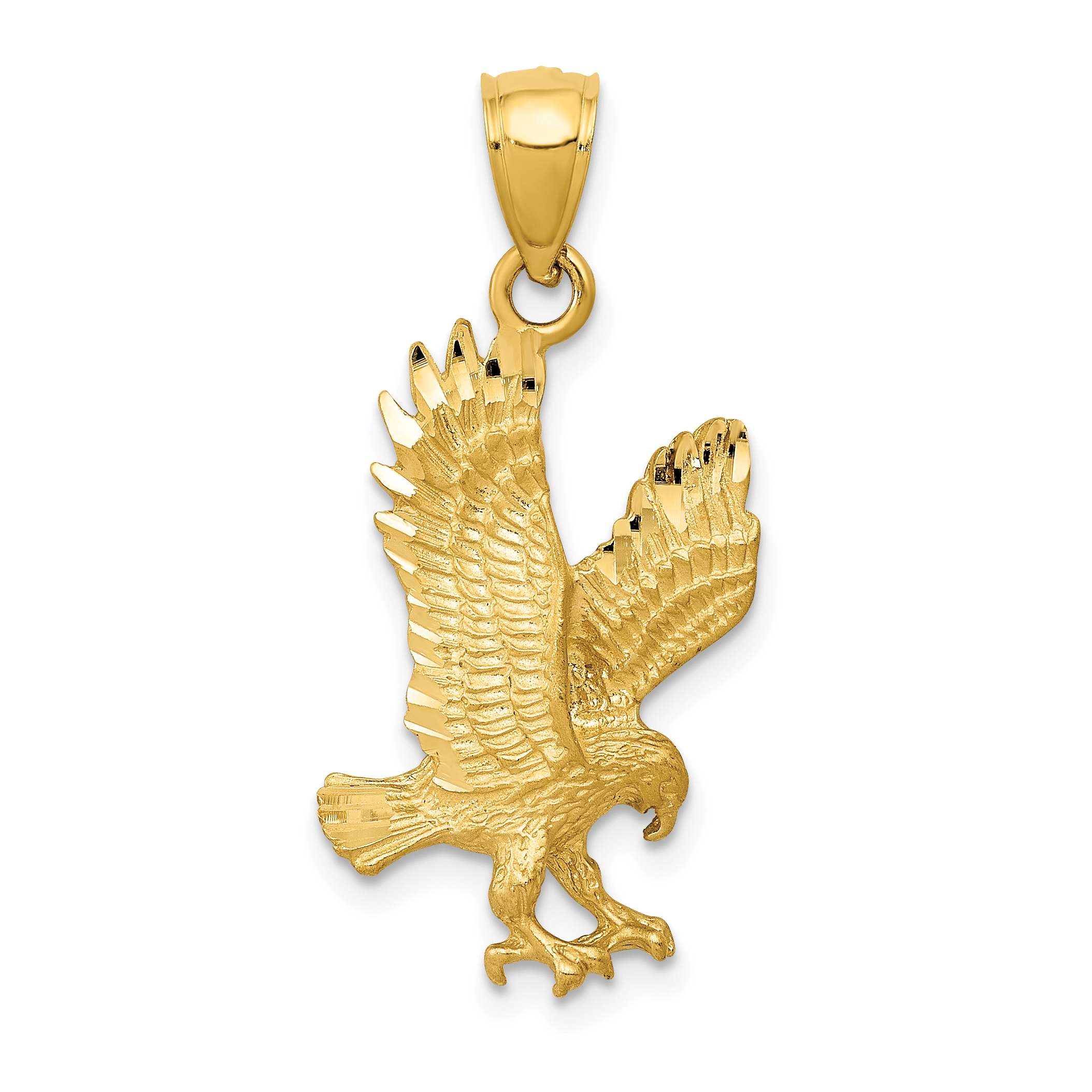 10K Satin Diamond-cut Eagle Pendant (10K3273)