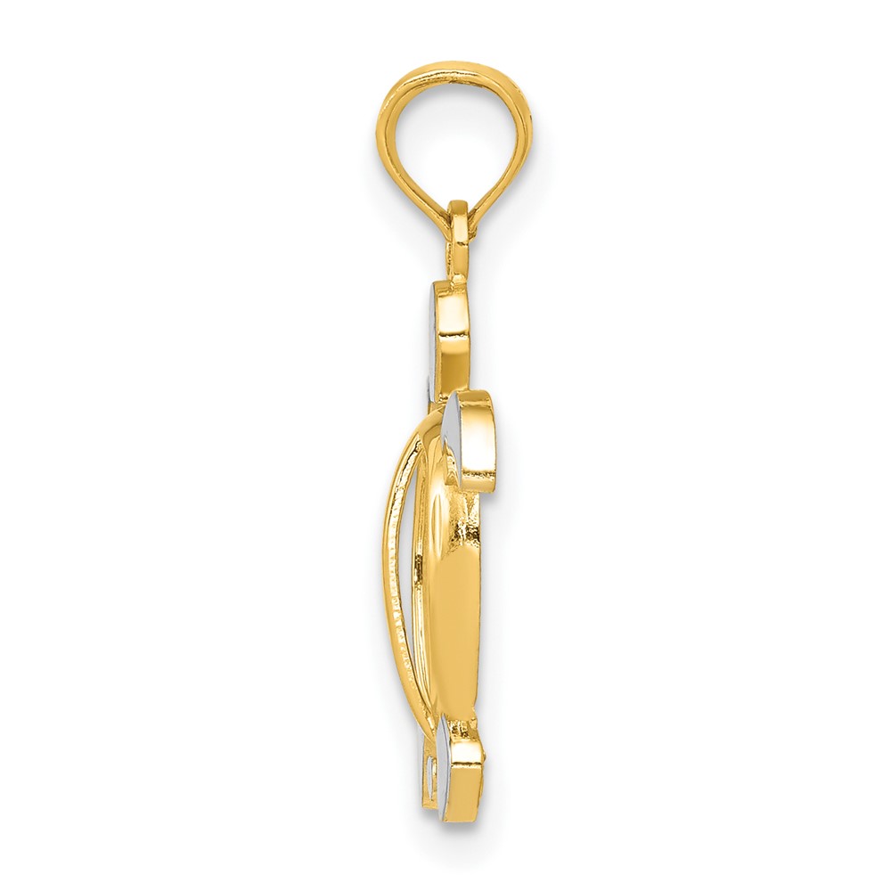 10K w/Rhodium Turtle Pendant (10K3307)