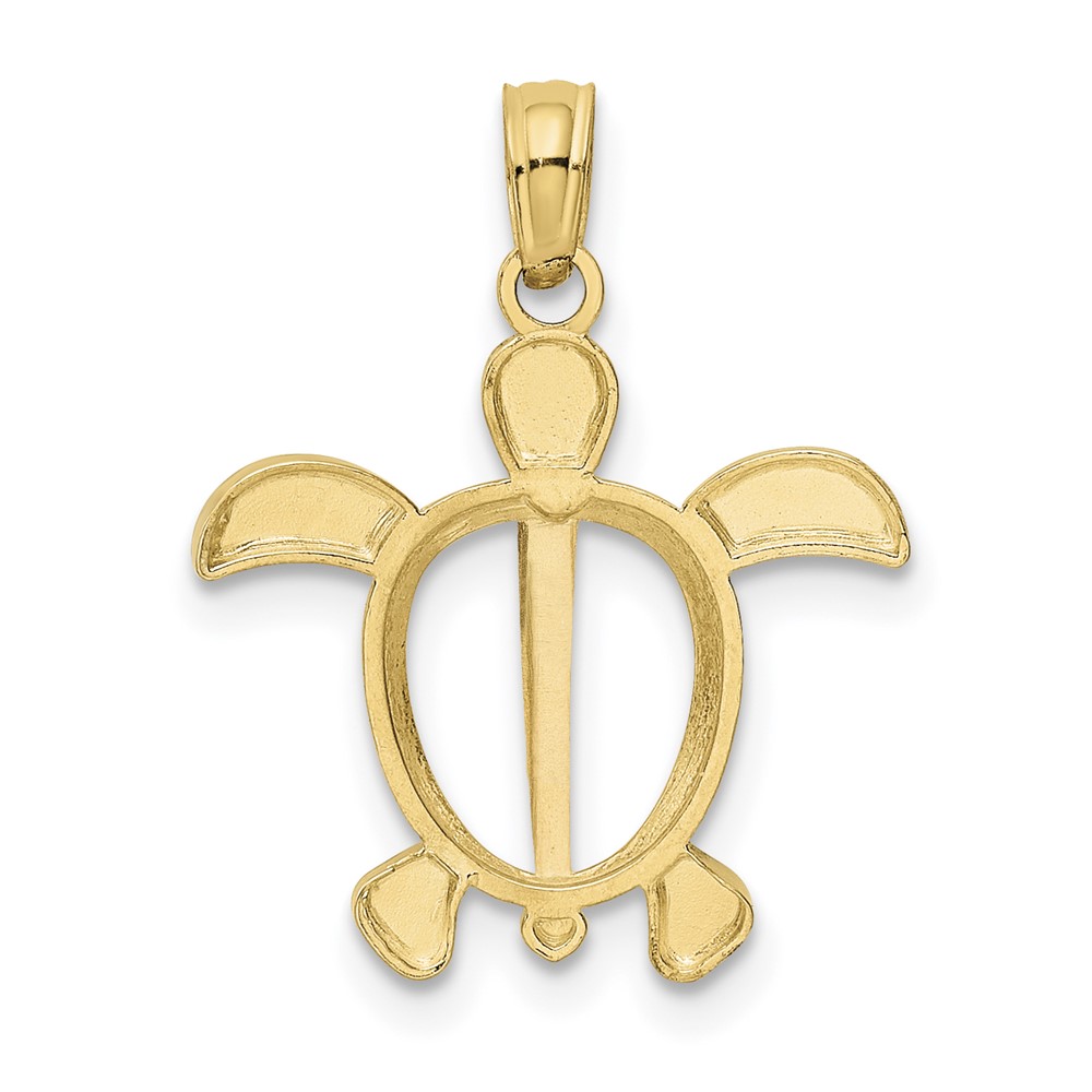 10K w/Rhodium Turtle Pendant (10K3307)