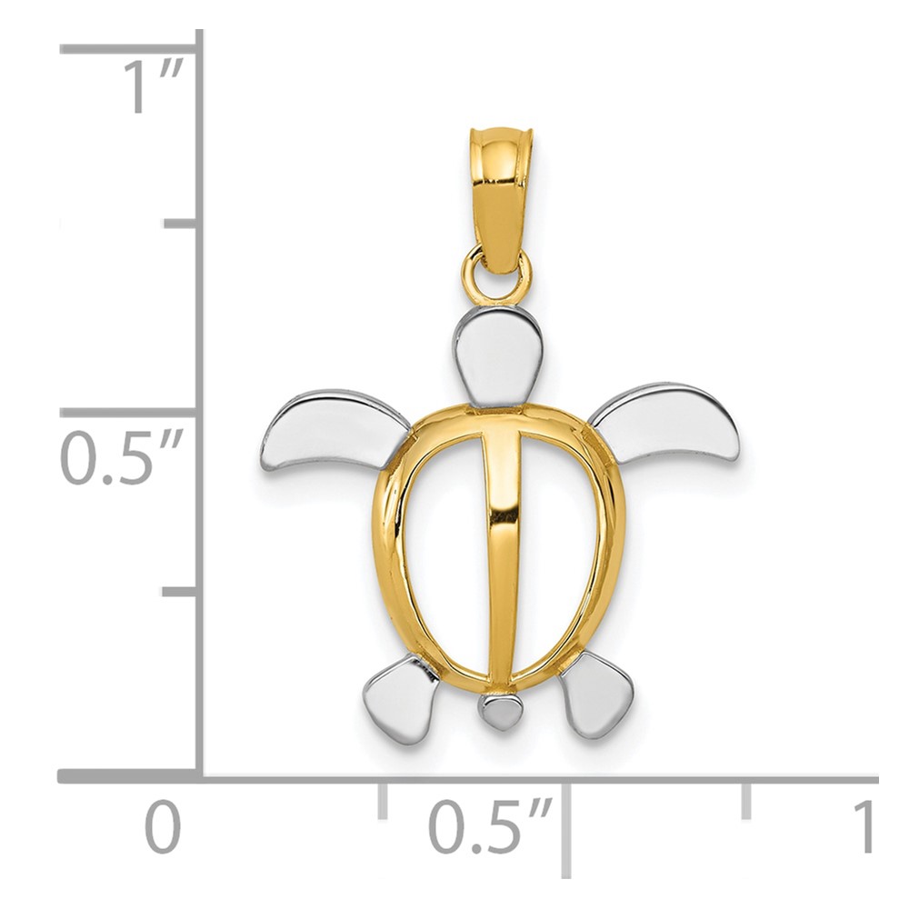 10K w/Rhodium Turtle Pendant (10K3307)