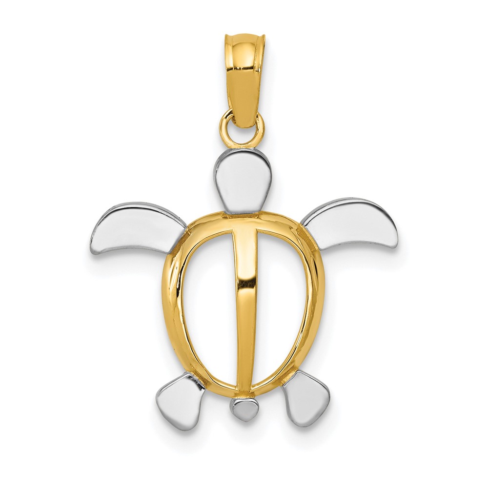10K w/Rhodium Turtle Pendant (10K3307)