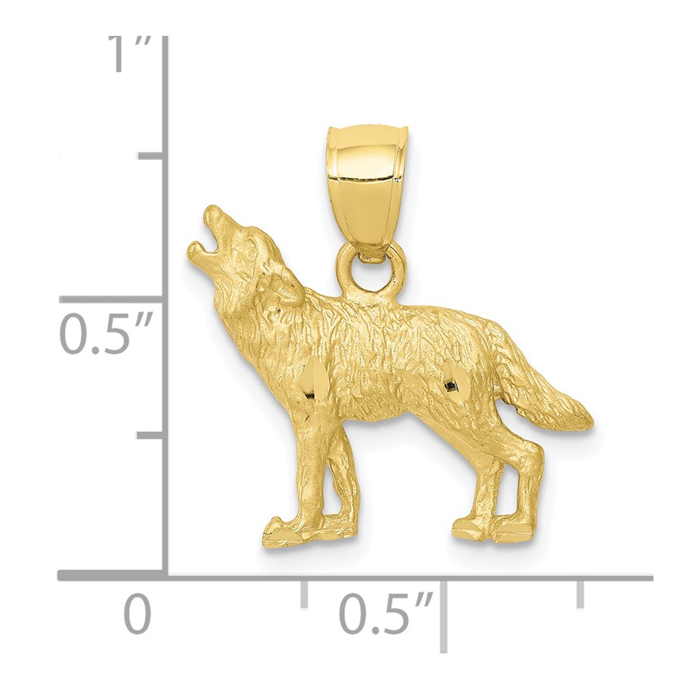 10K Diamond-cut Wolf Pendant (10K3331)