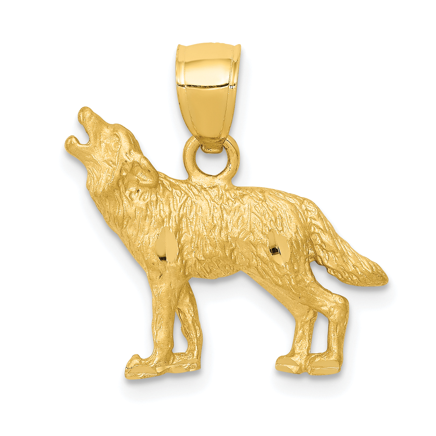 10K Diamond-cut Wolf Pendant (10K3331)