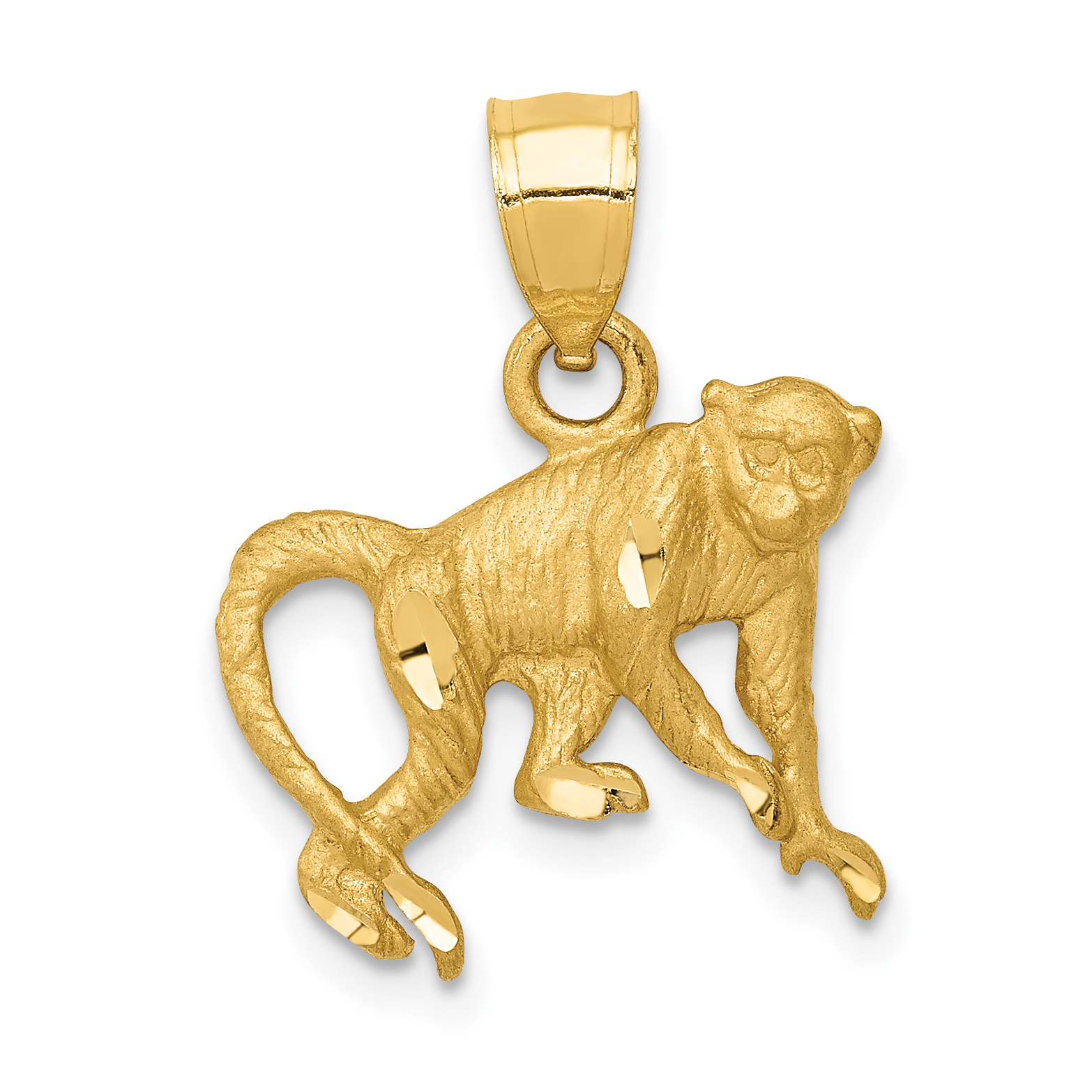 10K Diamond-cut Monkey Pendant (10K3346)