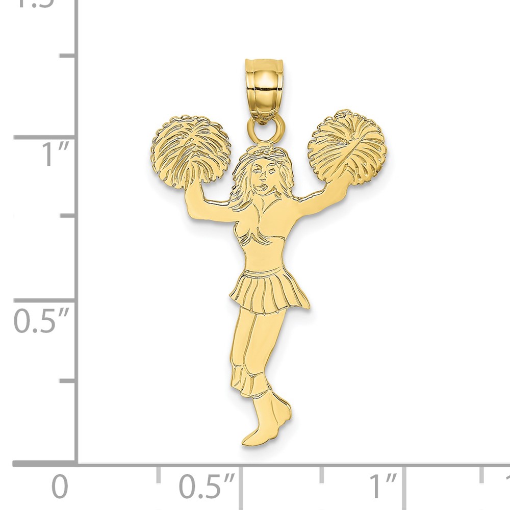 10k Cheerleader w/Pom-Poms Charm (10K3523)