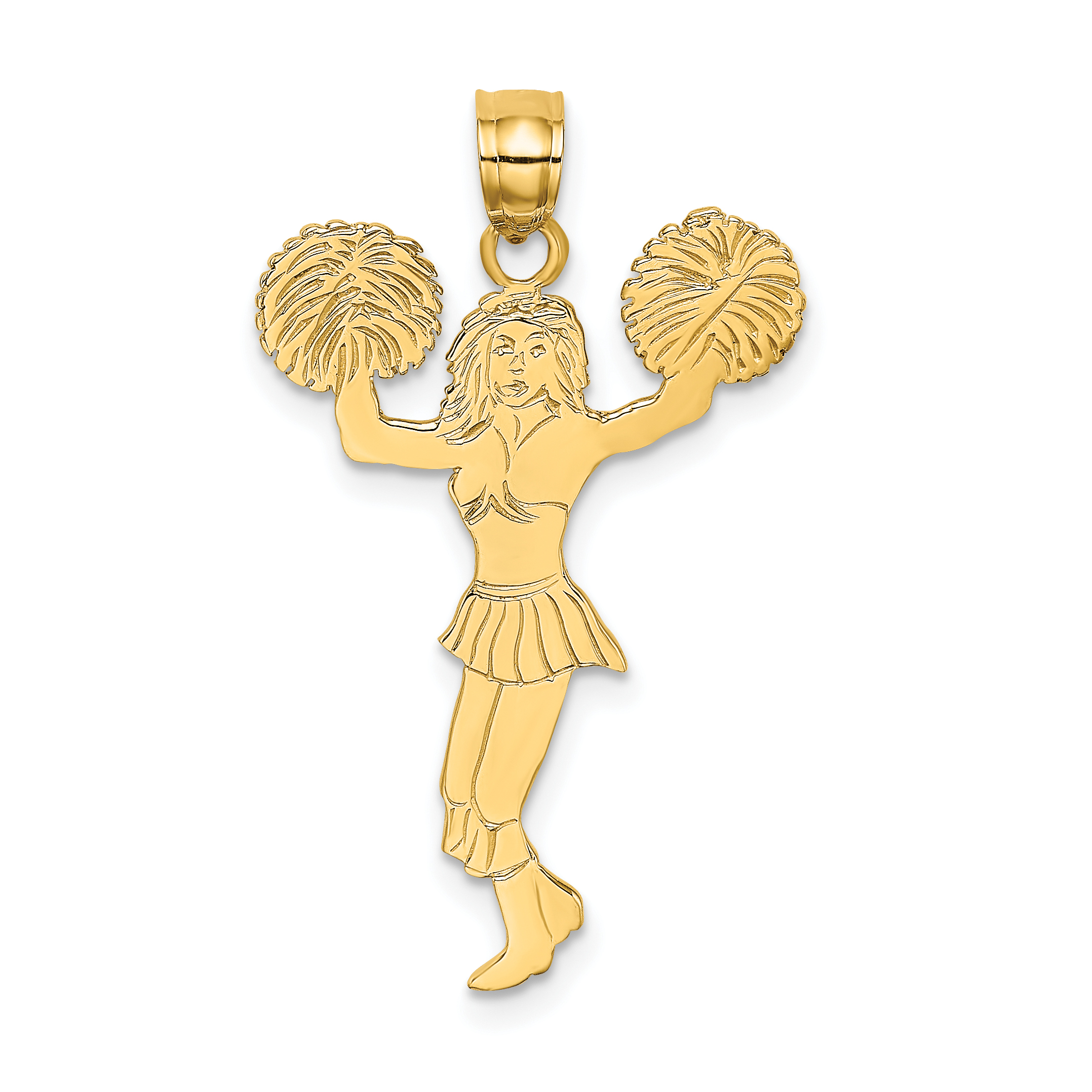 10k Cheerleader w/Pom-Poms Charm (10K3523)
