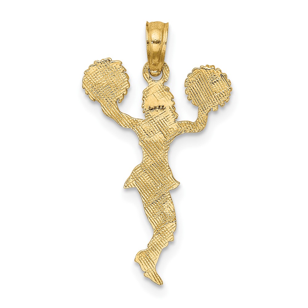 10K Cheerleader with Pom-Poms Pendant (10K3524)