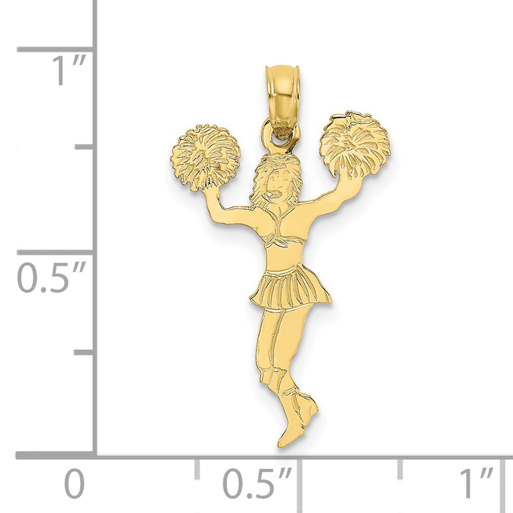 10K Cheerleader with Pom-Poms Pendant (10K3524)
