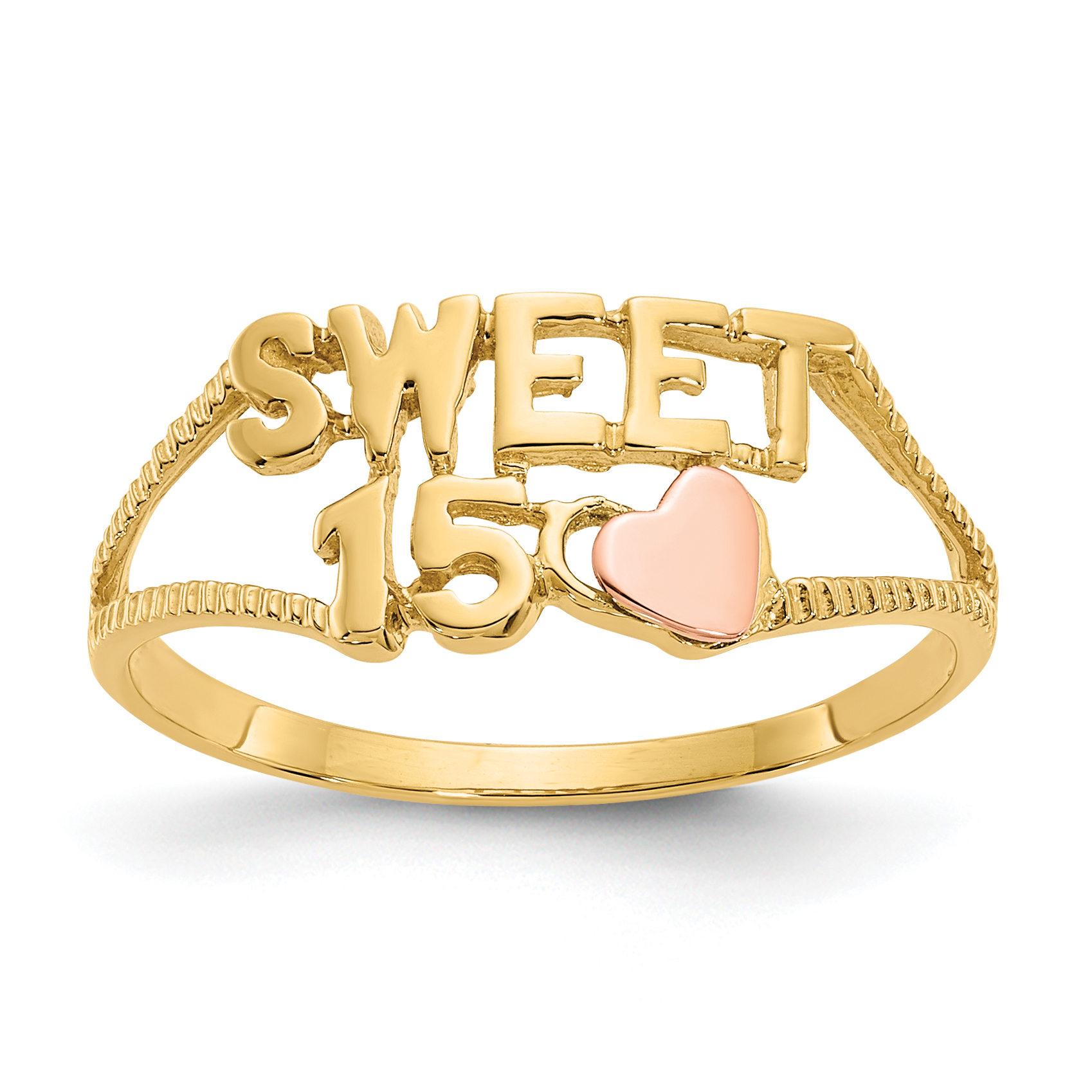 10K Two-tone Sweet 15 Heart Ring (10K3884)