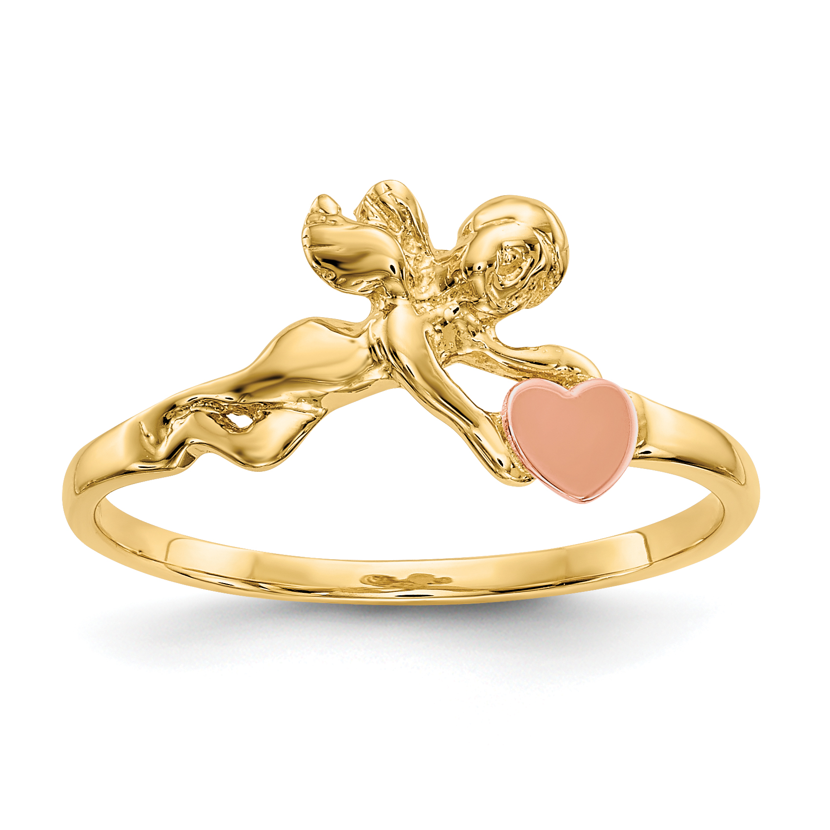 10K Two-tone Angel & Satin Heart Ring (10K3891)