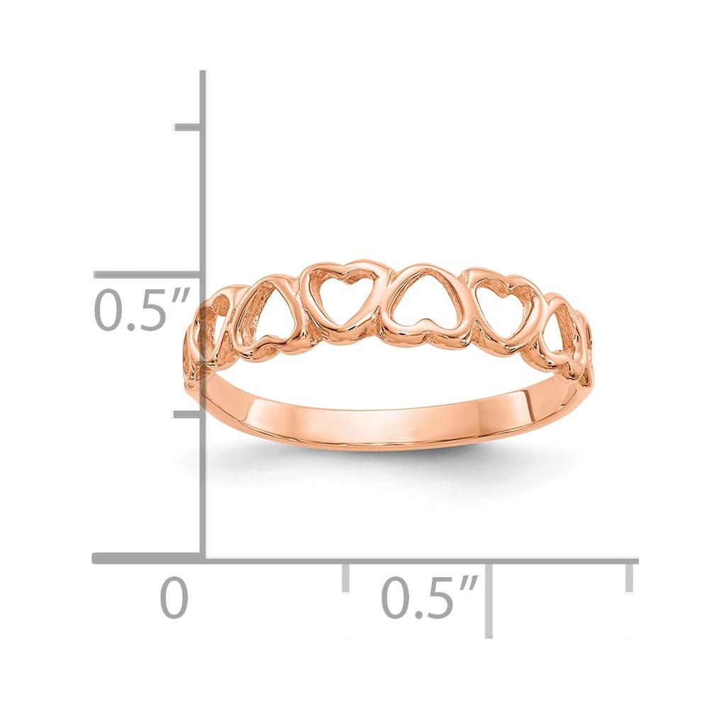 10K Rose Gold Polished Hearts Ring (10K3900R)