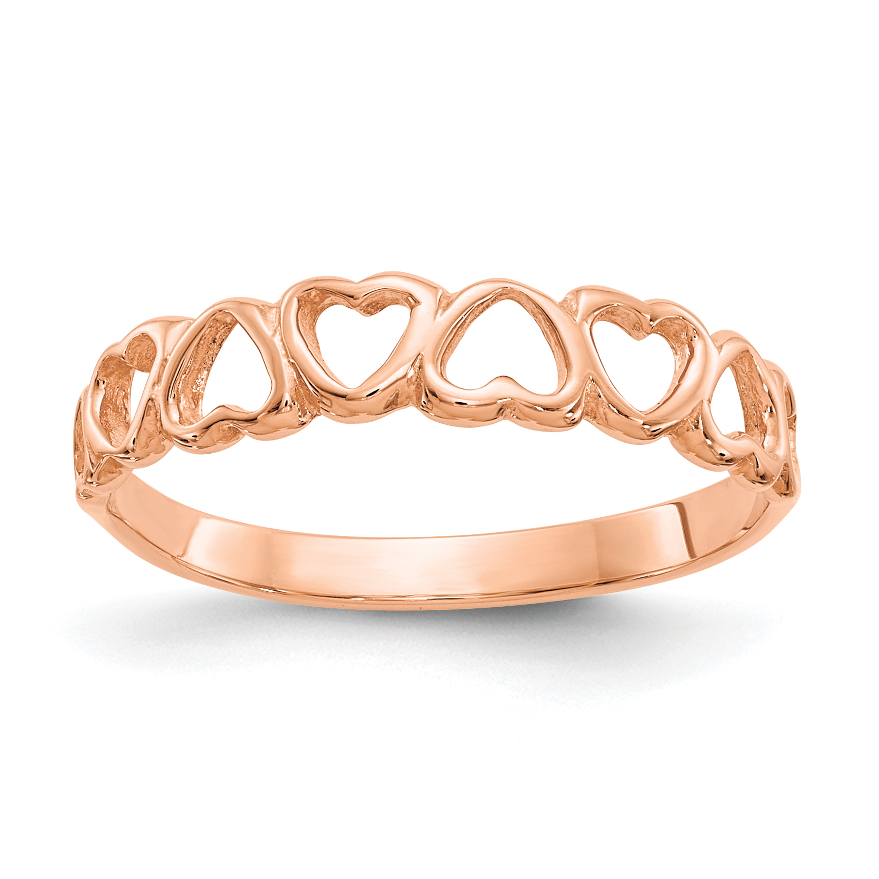 10K Rose Gold Polished Hearts Ring (10K3900R)