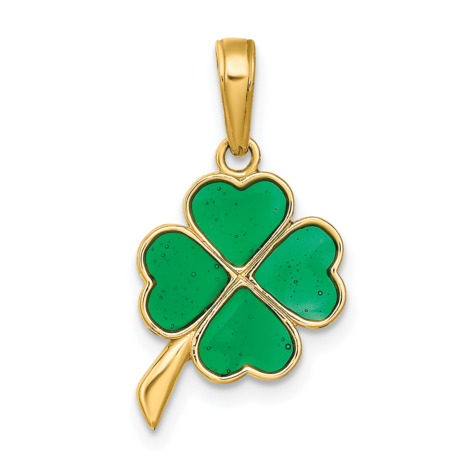 10K 4-Leaf Clover Enameled Pendant (10K4098)