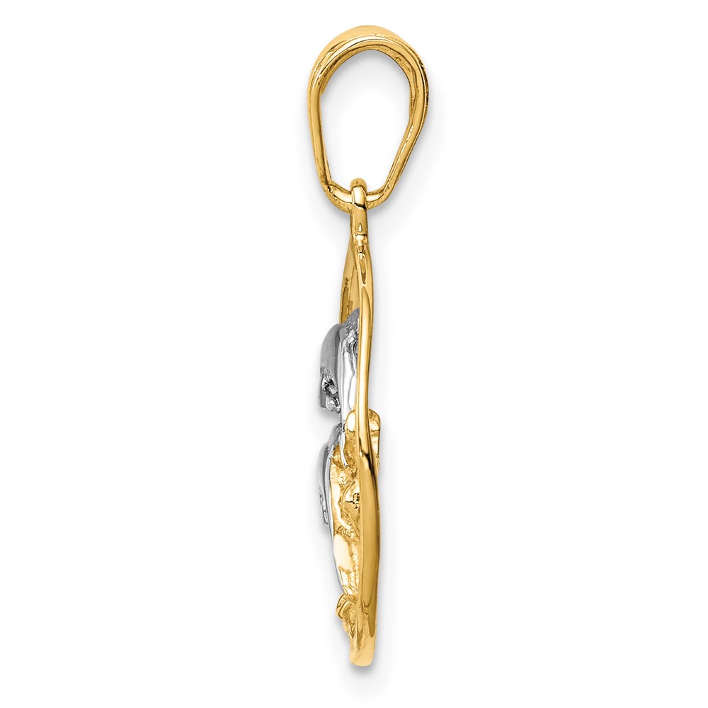 10K w/Rhodium Double Dophins Charm (10K4186)