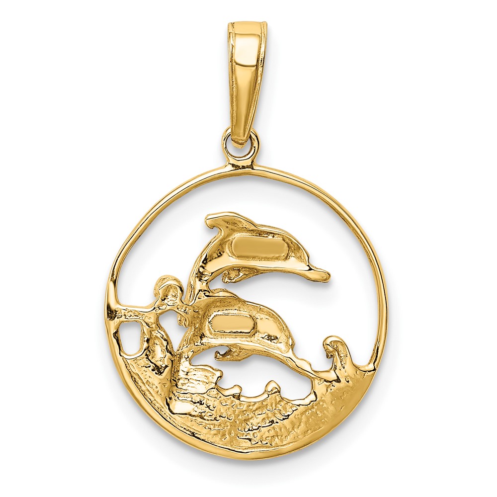 10K w/Rhodium Double Dophins Charm (10K4186)