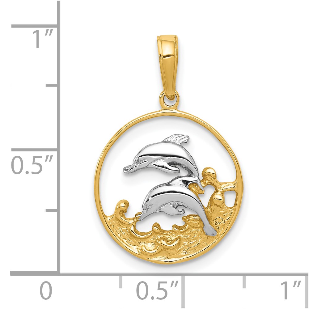 10K w/Rhodium Double Dophins Charm (10K4186)