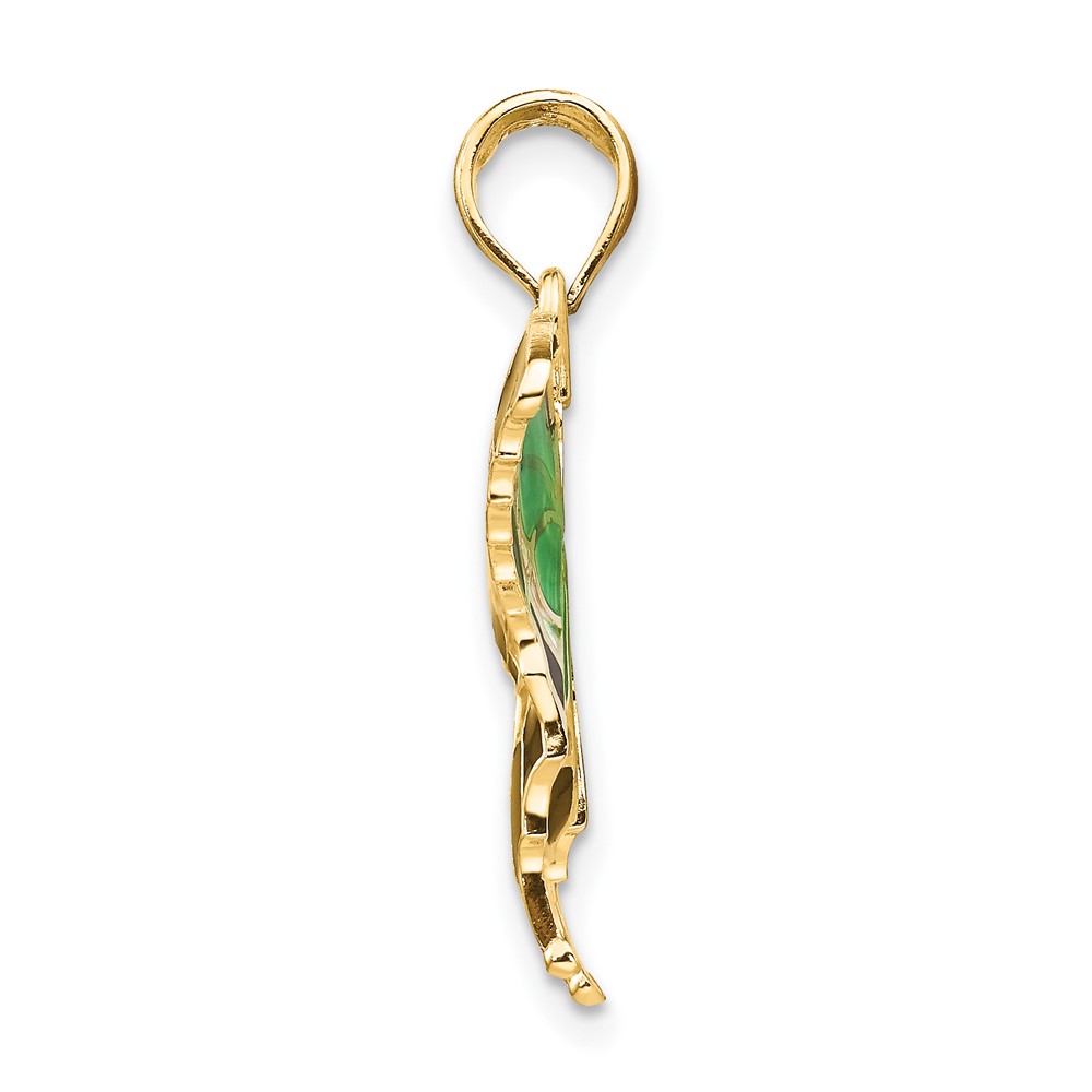 10K Green Enameled Butterly Pendant (10K4231)