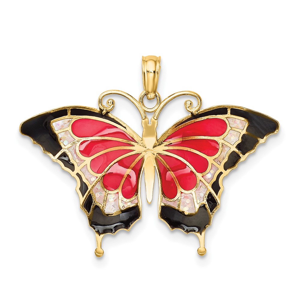10K Enameled Butterfly Pendant (10K4232)