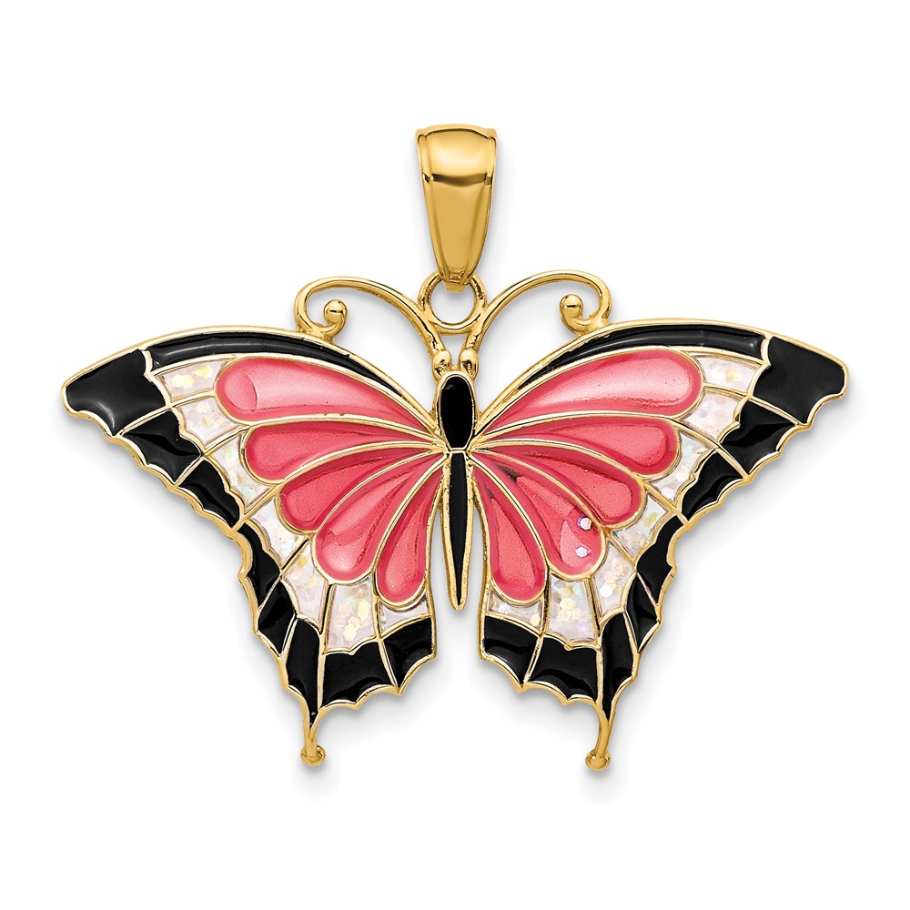 10K Enameled Butterfly Pendant (10K4232)