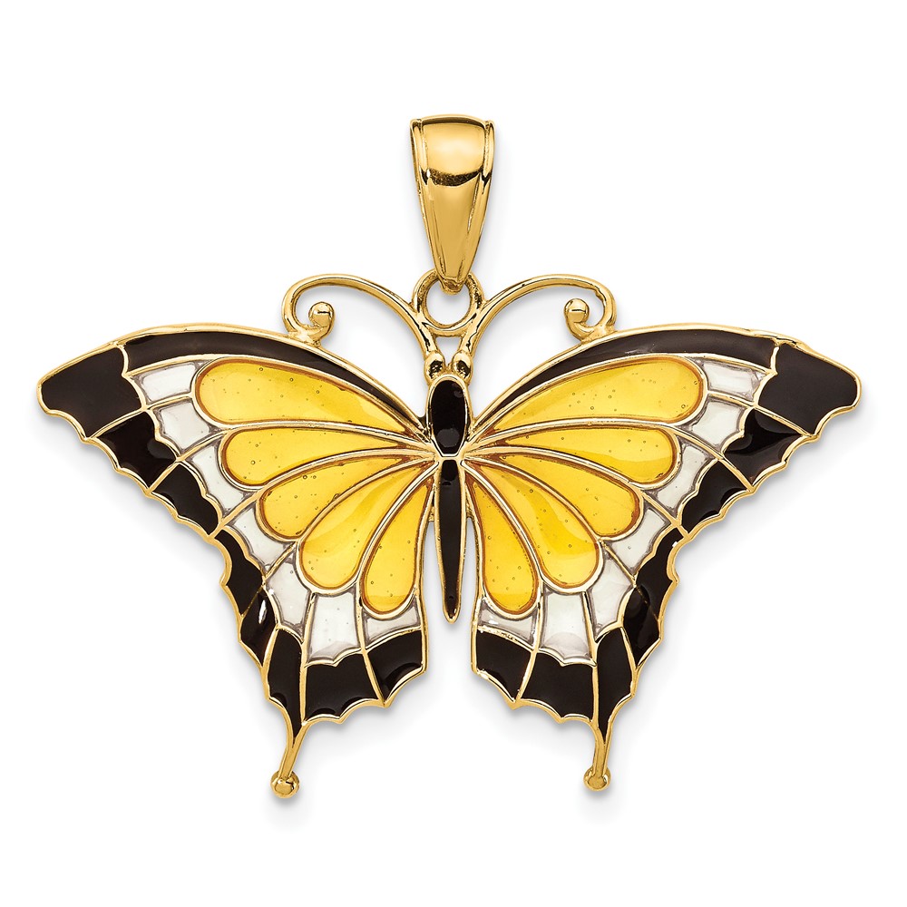 10K Yellow Enameled Butterfly Pendant (10K4233)
