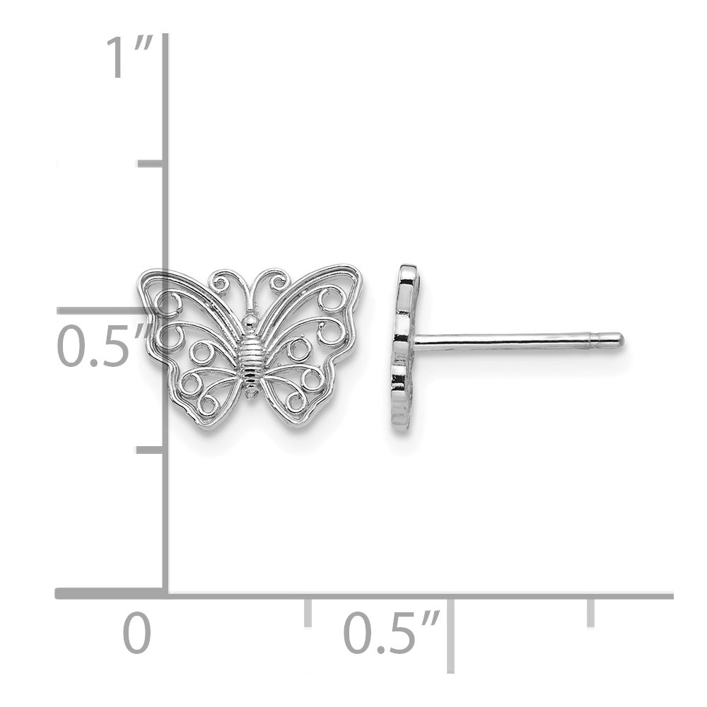 10K White Gold Butterfly Post Earrings (10K4418W)