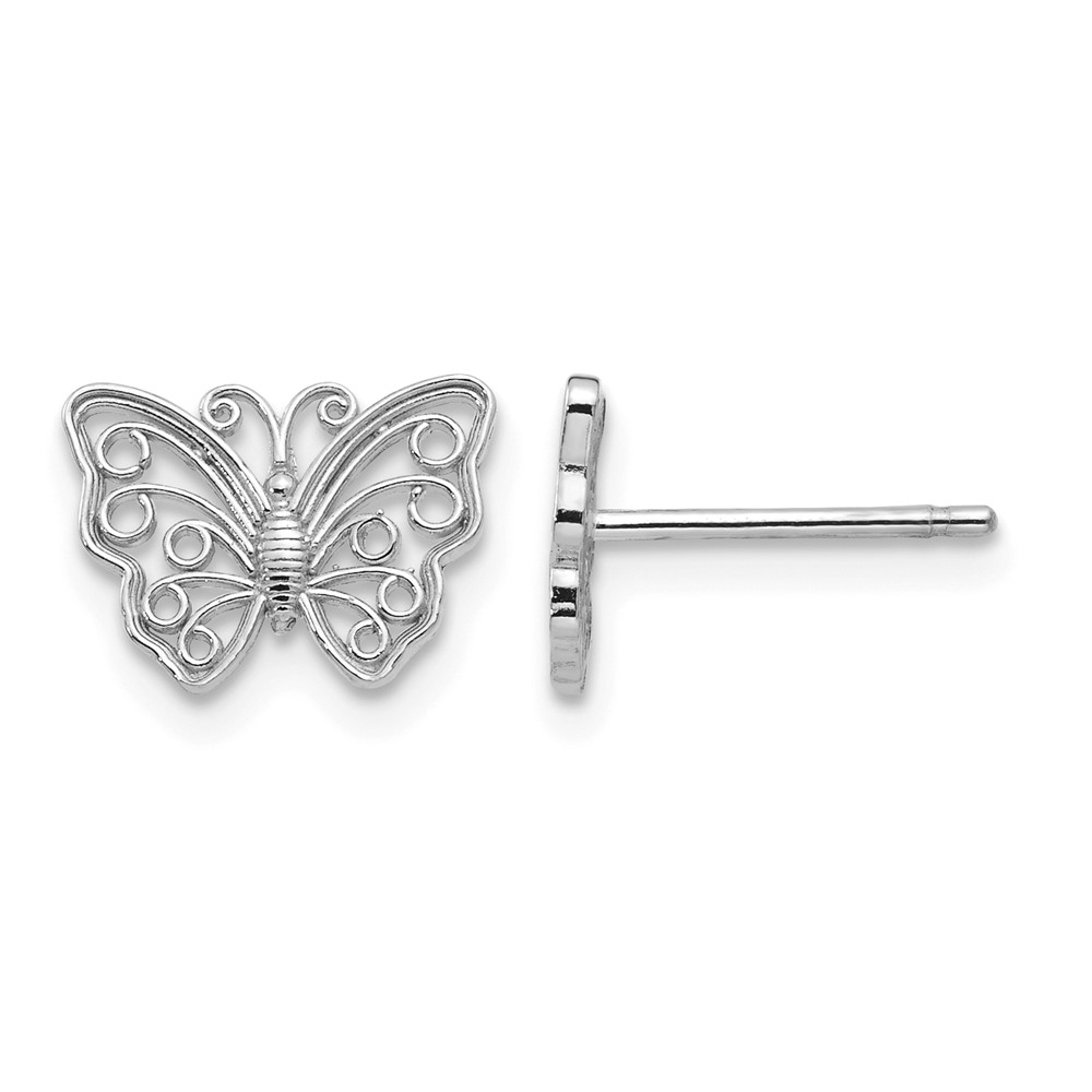 10K White Gold Butterfly Post Earrings (10K4418W)