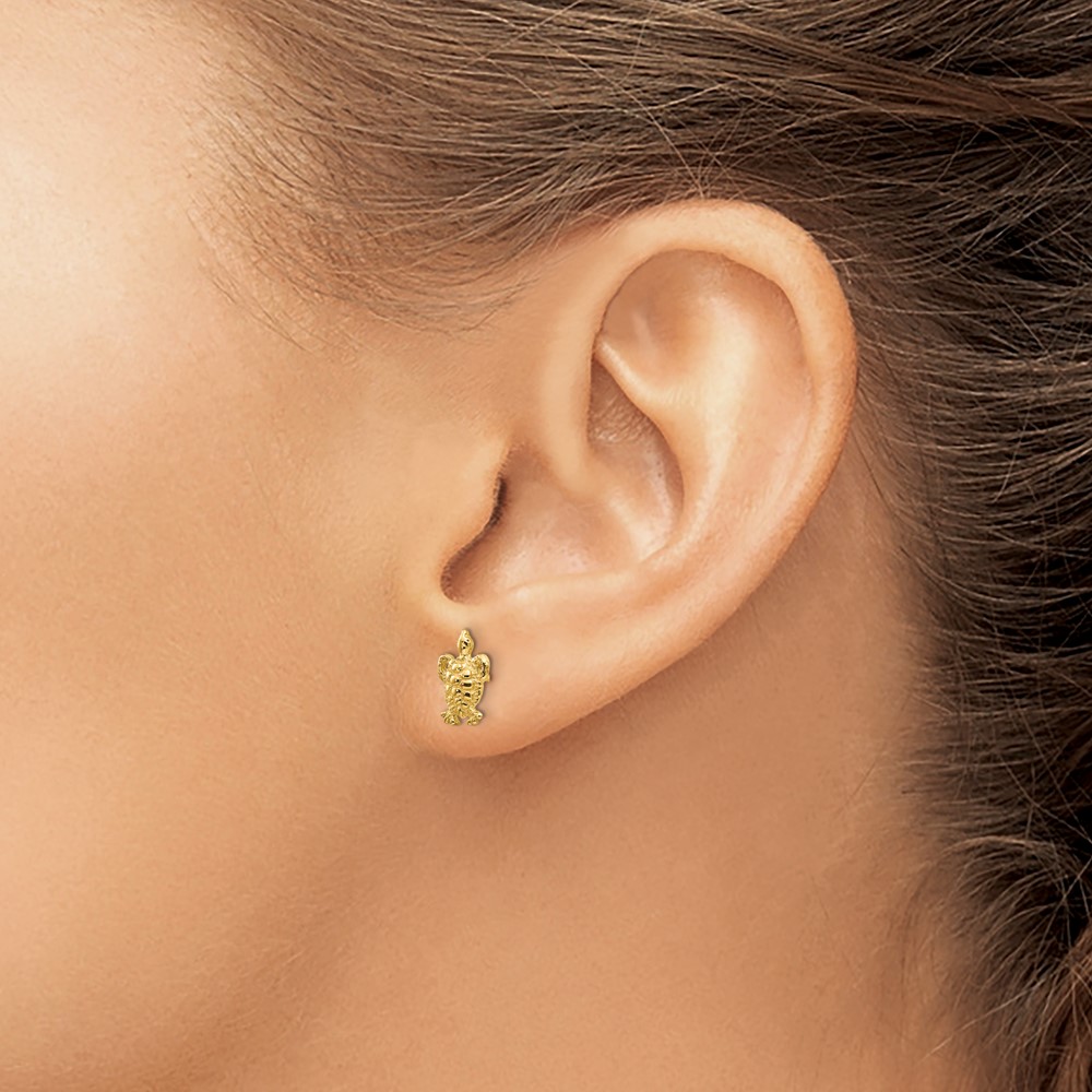 10K Mini Turtle Post Earrings (10K4438)