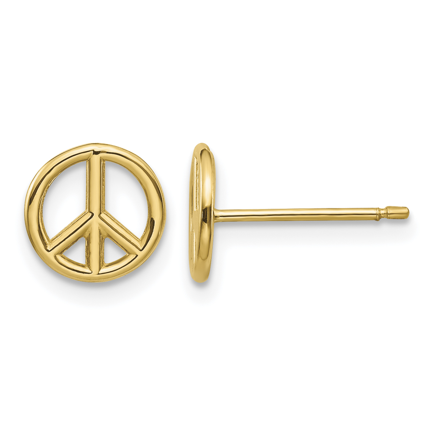 10K Polished Peace Symbol Post Earrings (10K4516)