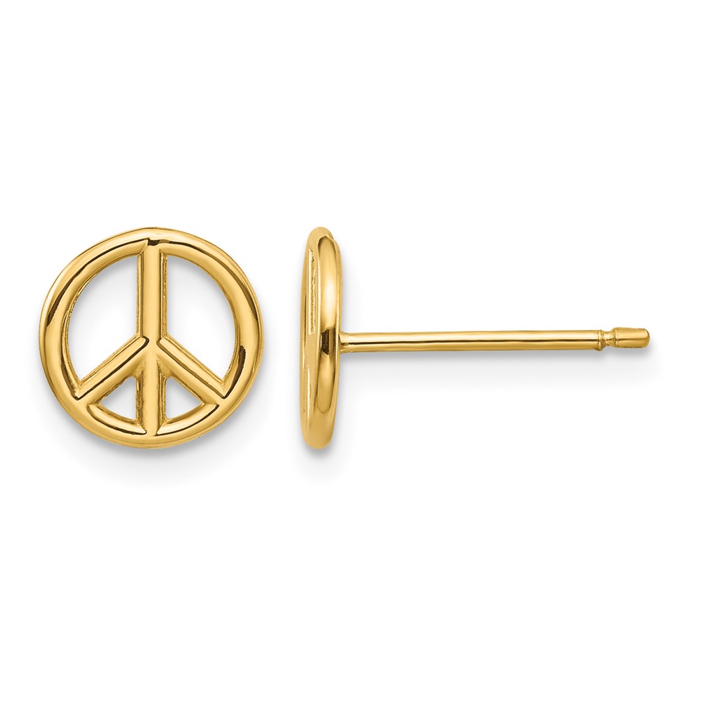 10K Polished Peace Symbol Post Earrings (10K4516)