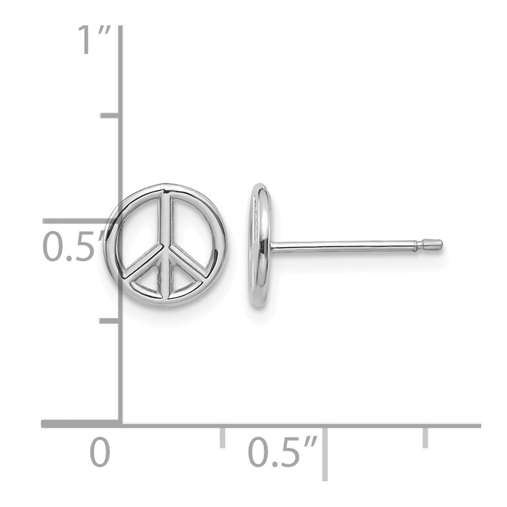 10K White Gold Polished Peace Symbol Post Earrings (10K4516W)