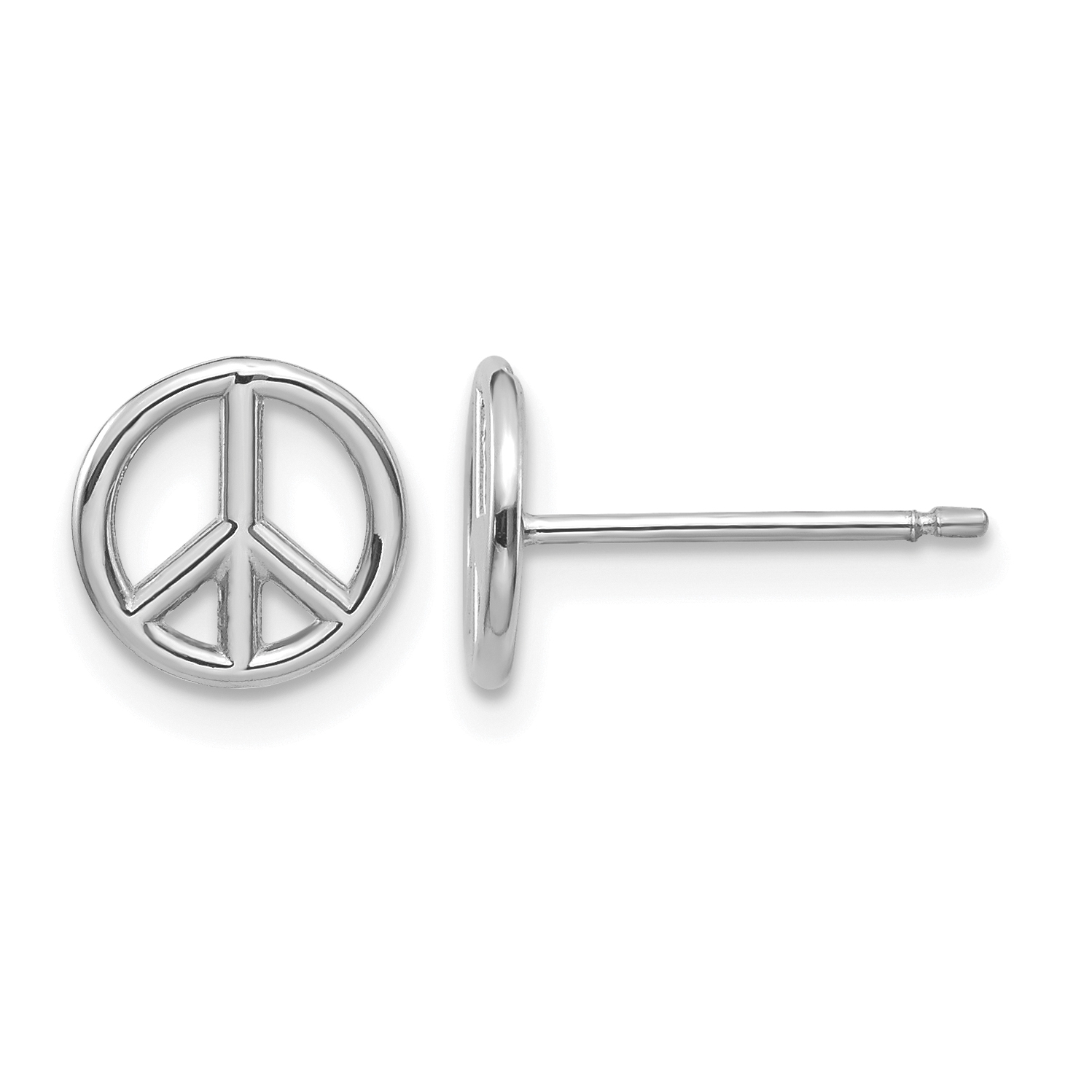 10K White Gold Polished Peace Symbol Post Earrings (10K4516W)