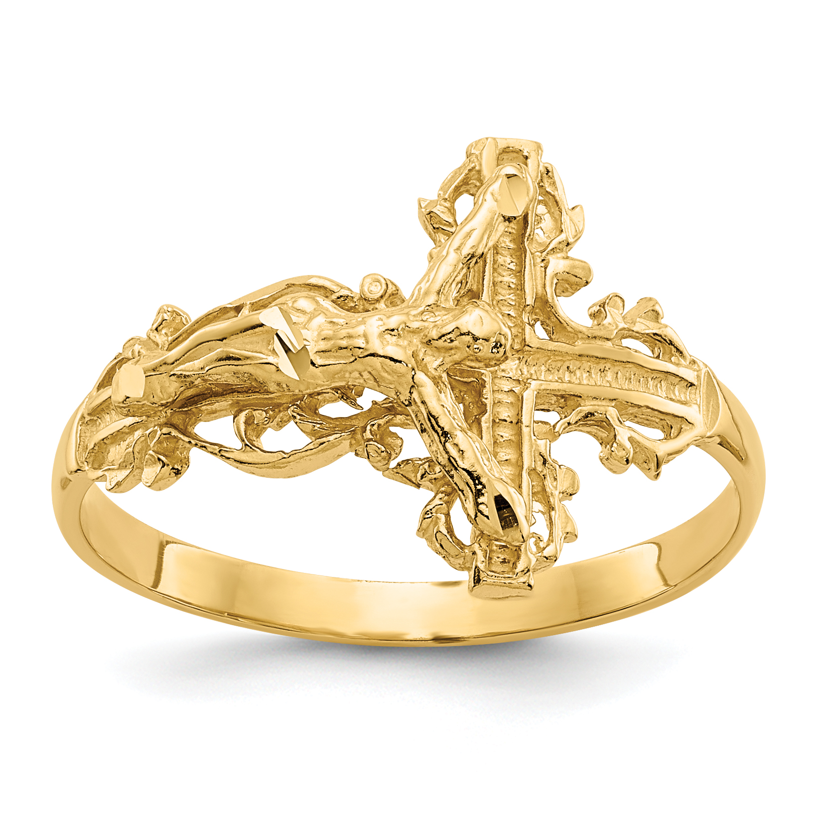 10K Diamond-cut Crucifix Ring (10K4584)