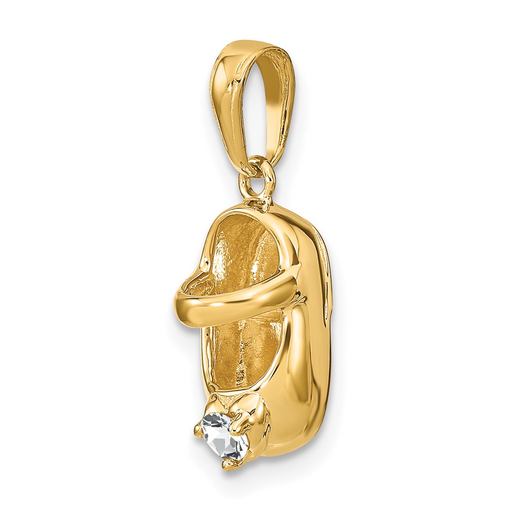 10K 3-D April/Synthetic Stone Engraveable Baby Shoe Charm (10K4652APR)