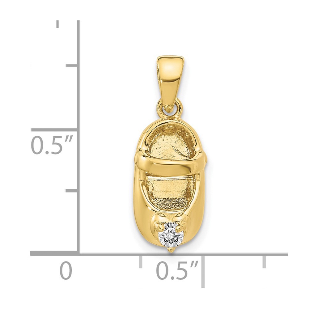 10K 3-D April/Synthetic Stone Engraveable Baby Shoe Charm (10K4652APR)