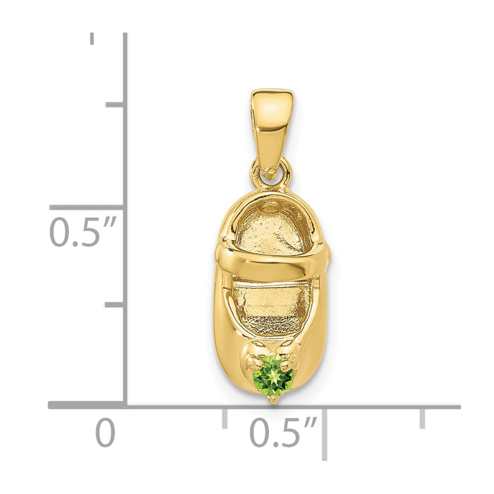 10K 3-D August/Synthetic Stone Engraveable Baby Shoe Charm (10K4652AUG)